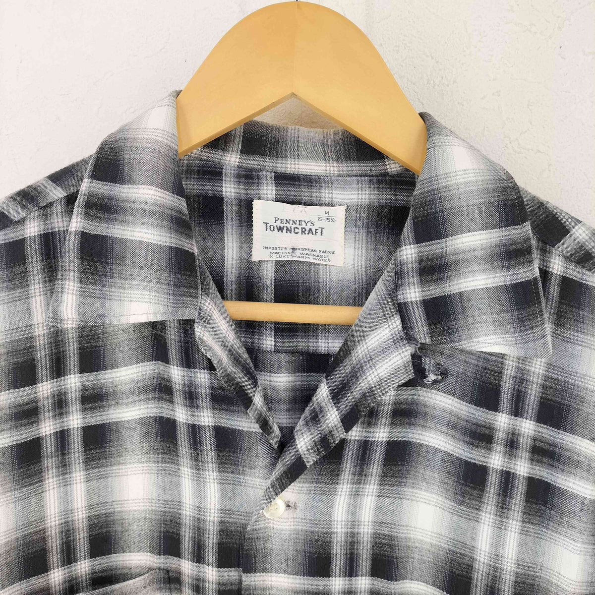 50S TOWNCRAFT PENNEY'S 黒 灰 青 チェック ウールシャツ 長袖 M 50S TOWNCRAFT PENNEY'S 黒 灰 青 チェック ウールシャツ 長袖 M