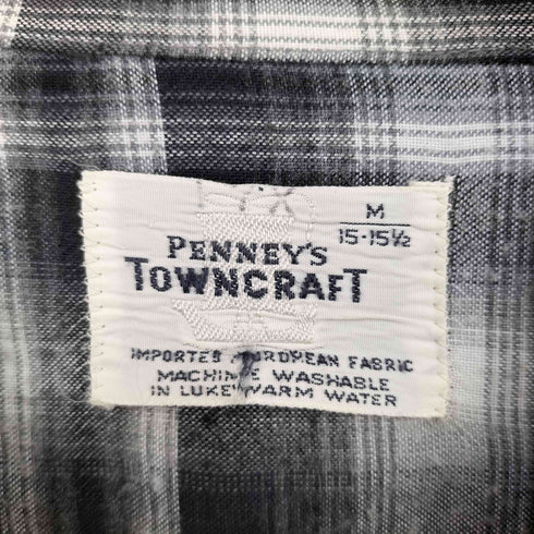 ペニーズタウンクラフト PENNEYS TOWNCRAFT 60s 船タグ オンブレ チェック レーヨン L/S オープンカラーシャツ メンズ import:M