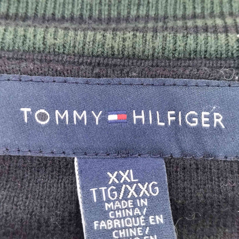 トミーヒルフィガー TOMMY HILFIGER ロゴ刺繍 Vネック コットン ニット メンズ import:XXL