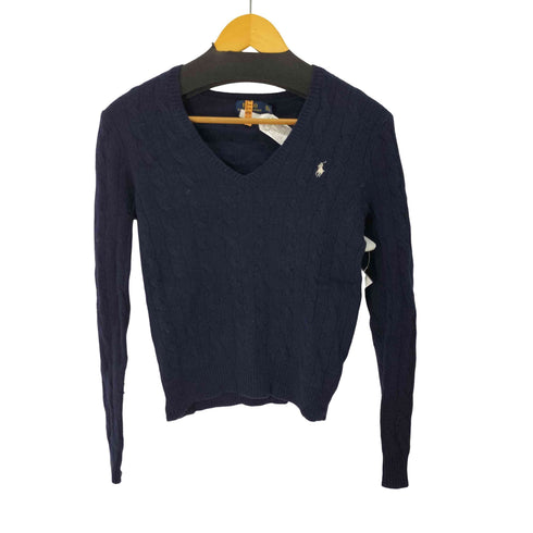 ポロラルフローレン POLO RALPH LAUREN ウールカシミヤ Vネック ケーブルニット レディース import:XS