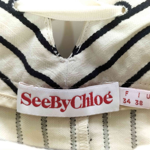 シーバイクロエ SEE BY CHLOE コットンリネン ストライプスカート レディース F 34