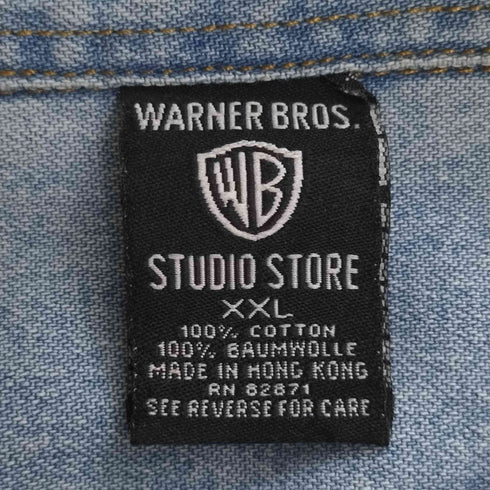 ワーナーブラザーズスタジオストア WARNER BROS STUDIO STORE バック刺繍 デニムシャツ メンズ import:XXL