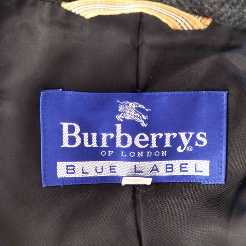 バーバリーブルーレーベル BURBERRY BLUE LABEL アンゴラ混ヘリンボーンフーディーコート レディース 38