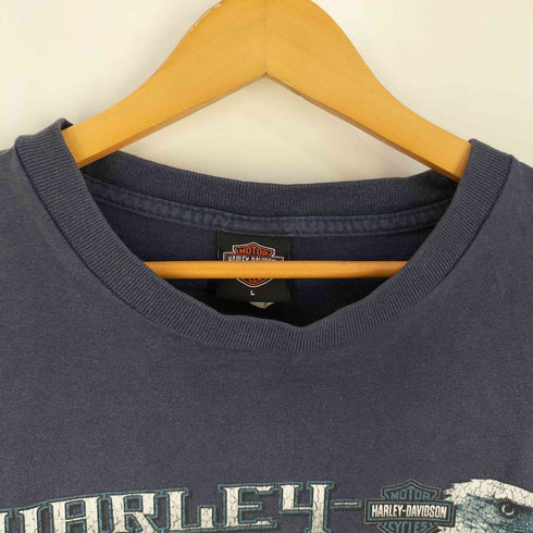 ハーレーダビッドソン HARLEY-DAVIDSON 90S~00S USA製 両面プリント Tシャツ フェード ナス紺 メンズ import:L