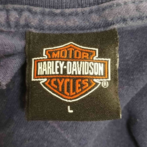ハーレーダビッドソン HARLEY-DAVIDSON 90S~00S USA製 両面プリント Tシャツ フェード ナス紺 メンズ import:L