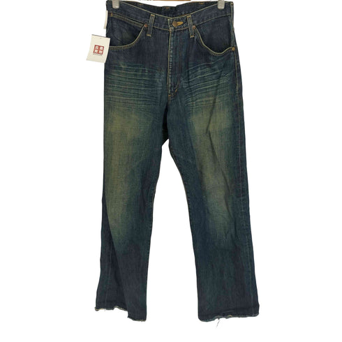 ラングラー Wrangler ロゴ 革パッチ 4ポケット ジップフライ ストレート デニム パンツ メンズ 32