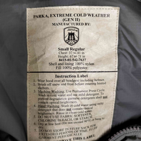 エクワックス ECWCS BAF社製 PCU GEN II TYPE-2 EXTREME COLD WEATHER PARKA メンズ SMALL REGULAR