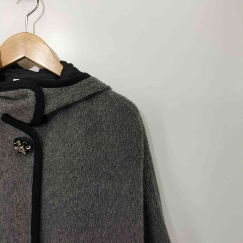 ランバンオンブルー LANVIN en Bleu ビジューボタン アルパカ フーデッドコート レディース JPN:38