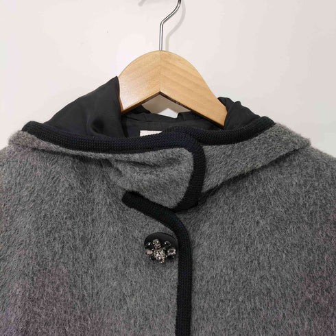 ランバンオンブルー LANVIN en Bleu ビジューボタン アルパカ フーデッドコート レディース JPN:38