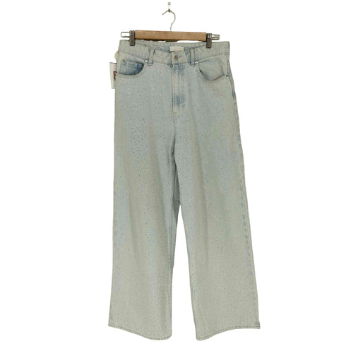 エイチアンドエム H&M ラインストーン装飾 ワイドデニムパンツ レディース 6