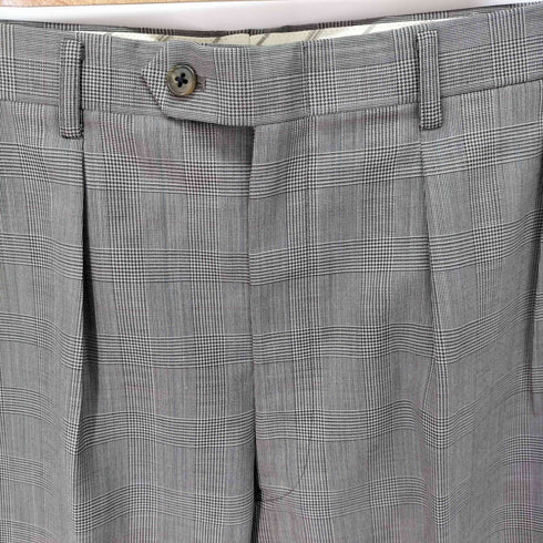 アランフラッサー alan flusser モヘア混 グレンチェック柄 ウールテーラードジャケット&2タックスラックスパンツ セットアップ メンズ