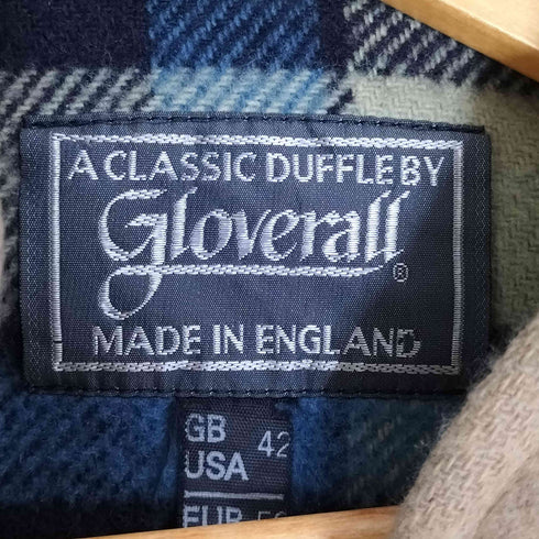 グローバーオール Gloverall 90s 英国製 ウール混 裏地チェック トグル ダッフルコート メンズ UK:42