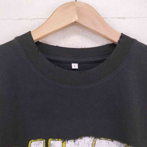 ダメージ加工 フロントプリント バンドTシャツ メンズ import:L