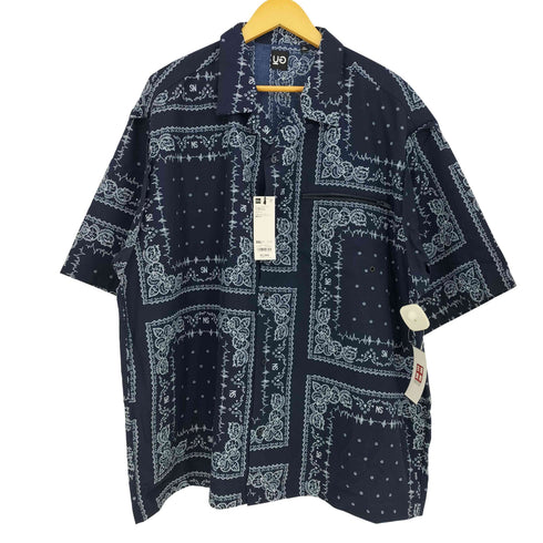 ジーユー GU 総柄 5分袖 オープンカラーシャツ メンズ 3XL