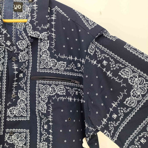 ジーユー GU 総柄 5分袖 オープンカラーシャツ メンズ 3XL