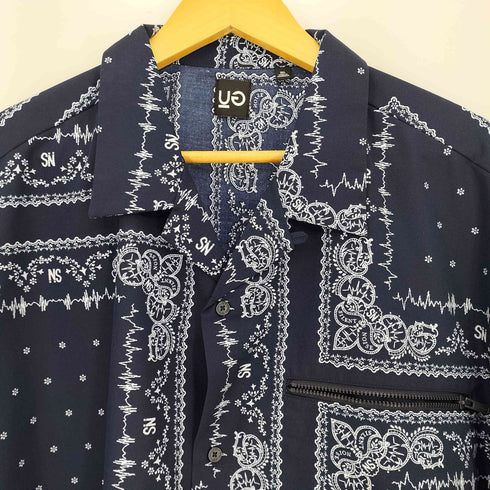 ジーユー GU 総柄 5分袖 オープンカラーシャツ メンズ 3XL