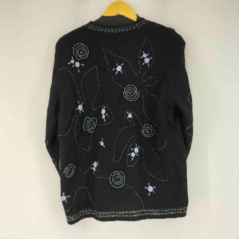 ebeco ボタニカル刺繍 クルーネックカーディガン レディース