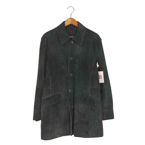 ハイストリート HIGH STREET シープレザー 裏地ストライプ スエード ステンカラーコート メンズ