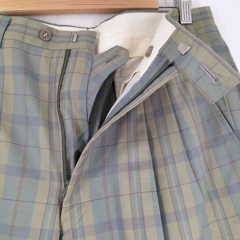 アクアスキュータム AQUASCUTUM チェック ウールストレートスラックス メンズ