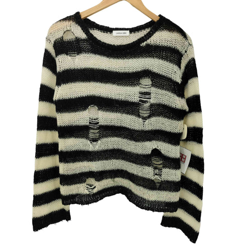 ラグアジェム LAGUA GEM DAMAGE BORDER KNIT ダメージ ボーダー ニット レディース FREE