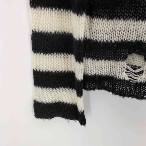 ラグアジェム LAGUA GEM DAMAGE BORDER KNIT ダメージ ボーダー ニット レディース FREE