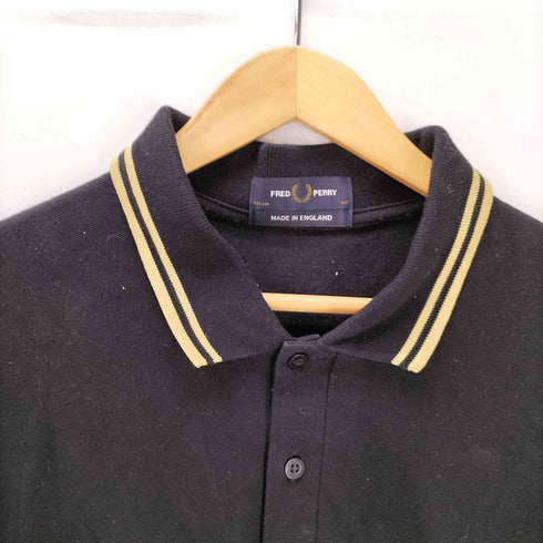 フレッドペリー FRED PERRY 英国製 ロゴ 刺繍 リブ ライン ポロ シャツ メンズ EUR:44