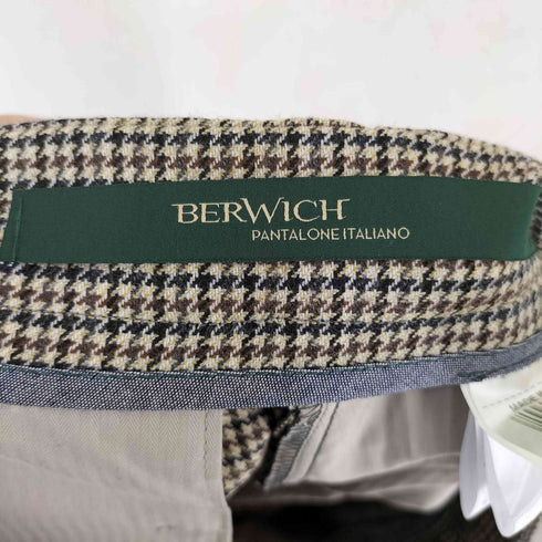 ベルウィッチ BERWICH 千鳥格子柄 サイドアジャスター 2プリーツ パンツ スラックス メンズ 44