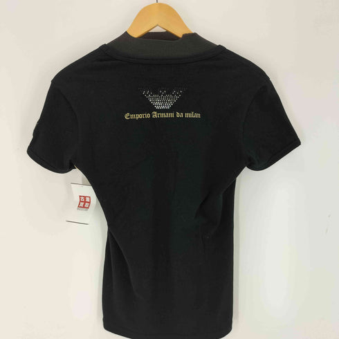 エンポリオアルマーニ EMPORIO ARMANI ラインストーン vネックTシャツ レディース import:M