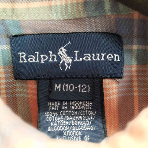 ラルフローレン RALPH LAUREN 90-00S ポニー刺繍 マドラスチェック L/S BDシャツ レディース import:M