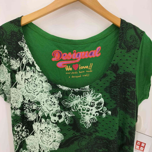 デシグアル Desigual レース 花柄 ヘムライン ショートスリーブカットソー レディース