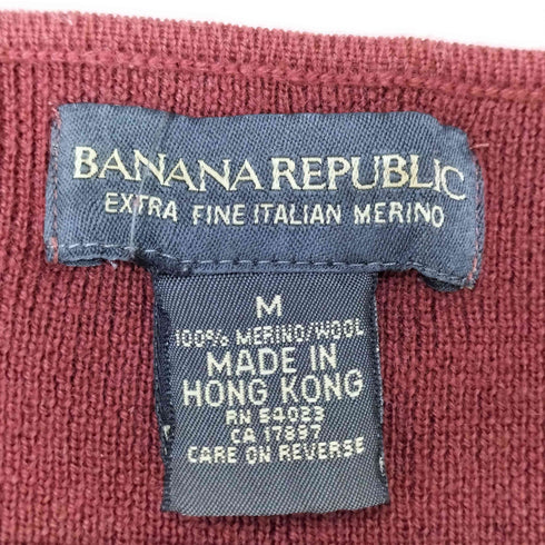 バナナリパブリック BANANA REPUBLIC 90s EXTRA FINE ITALIAN MERINO 香港製 メリノウール Vネック ニット レディース import:M