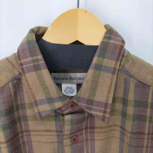 バナナリパブリック BANANA REPUBLIC OLD ポルトガル製 チェック レギュラーカラーシャツ メンズ import:L