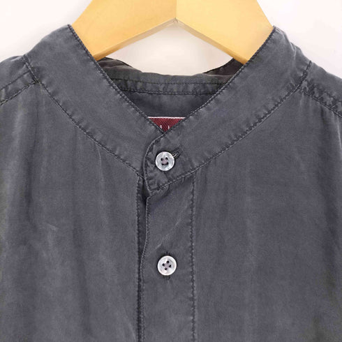 SILK SENSAZIONE シルク100% シアーバンドカラーシャツ メンズ import:M