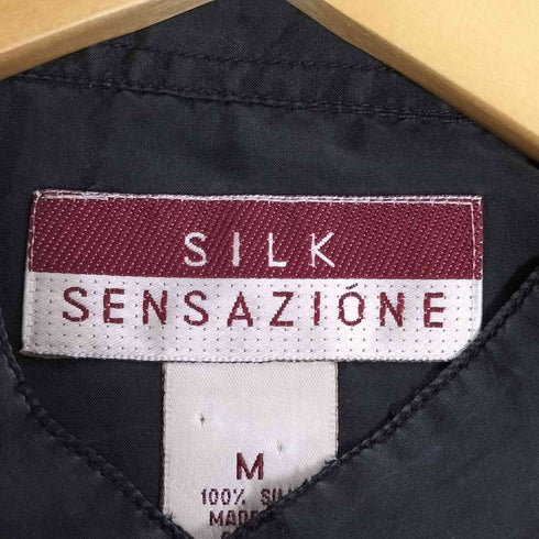 SILK SENSAZIONE シルク100% シアーバンドカラーシャツ メンズ import:M