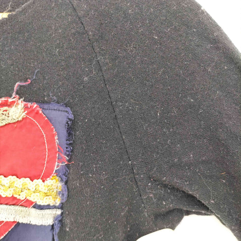 トリココムデギャルソン tricot COMME des GARCONS 02aw archive 製品染め ビジュー テープ装飾 メルトン ハートモチーフニット レディース JPN:M