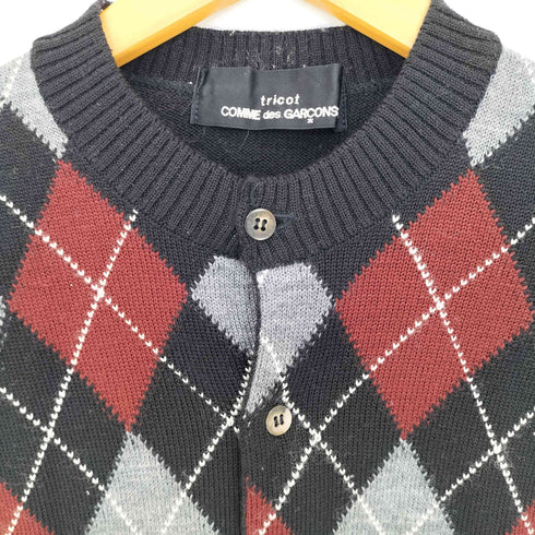 トリココムデギャルソン tricot COMME des GARCONS 94aw archive アーガイル ウール ハイネック カーディガン レディース