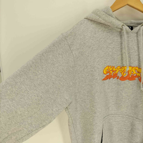 ステューシー Stussy Fire Hoodie ファイヤー パターン 3D ロゴ刺繍 裏起毛 プルオーバー パーカー フーディー メンズ import:L