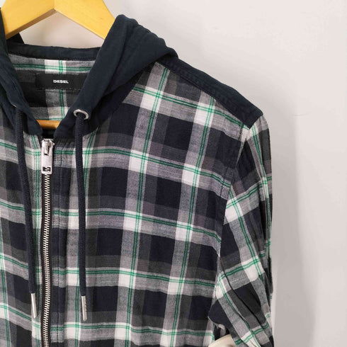ディーゼル DIESEL チェック ネル ジップアップパーカー メンズ import:S