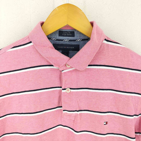 トミーヒルフィガー TOMMY HILFIGER custom fit S/S フロントロゴ刺繍ポロシャツ メンズ import:L