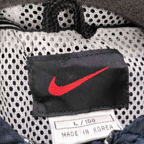ナイキ NIKE 90S-00S 黒タグ 裏地メッシュ スウッシュ 刺繍 バイカラー ナイロン アノラック パーカー 裾ドローコード メンズ import:L