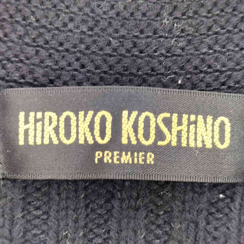 ヒロココシノ HIROKO KOSHINO レーヨン混 ラメ 総柄 マルチポケット ウール カーディガン レディース 40