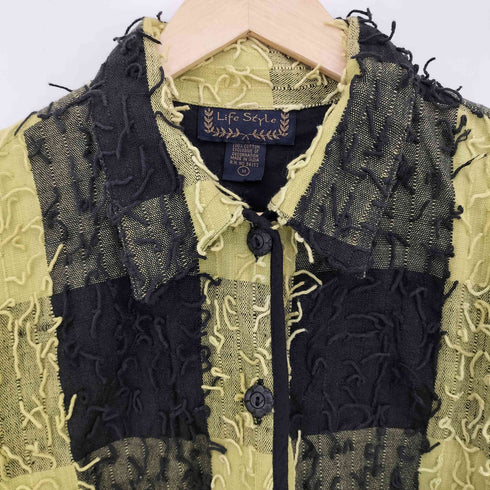 Life Style 80-90s インド製 コットン フリンジ シャツジャケット レディース import:M