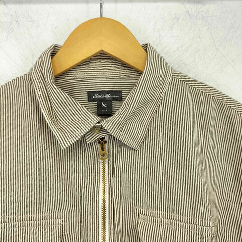 エディーバウアー Eddie Bauer ハーフジップ ヒッコリー ワークシャツ メンズ import:L