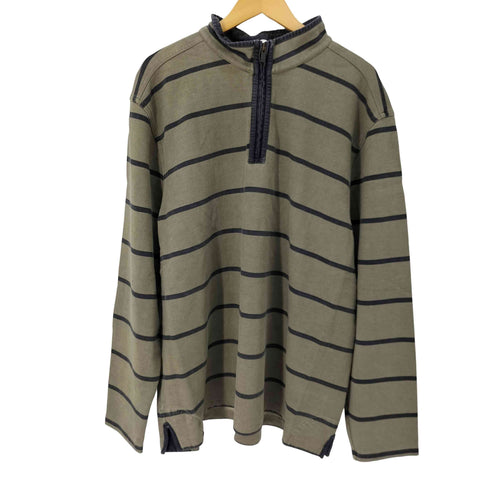 エルエルビーン L.L.Bean ボーダー 鹿の子 ハーフジップカットソー メンズ import:XL