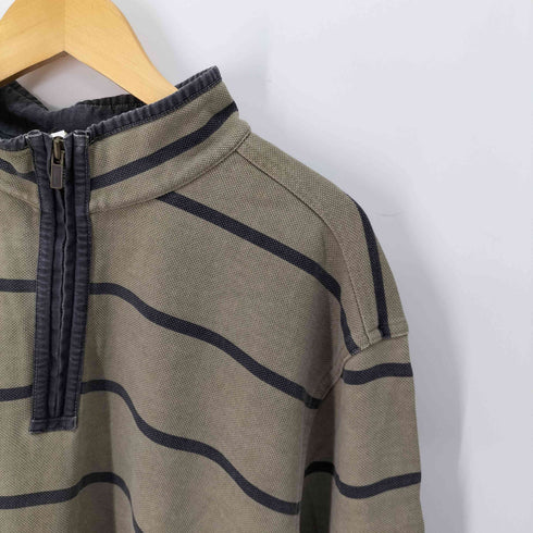 エルエルビーン L.L.Bean ボーダー 鹿の子 ハーフジップカットソー メンズ import:XL