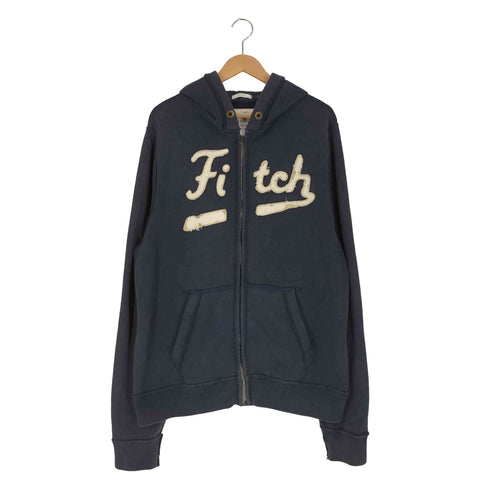 アバクロンビーアンドフィッチ Abercrombie & Fitch MUSCLE ロゴワッペン フリンジ ジップアップパーカー メンズ import:XL