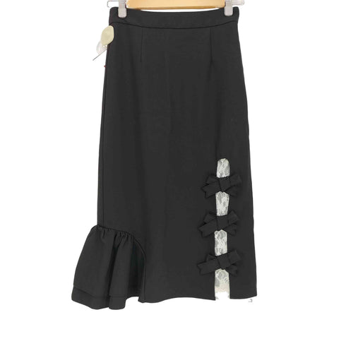 MAMC レース レイヤード リボンスリット フリルロングスカート レディース M