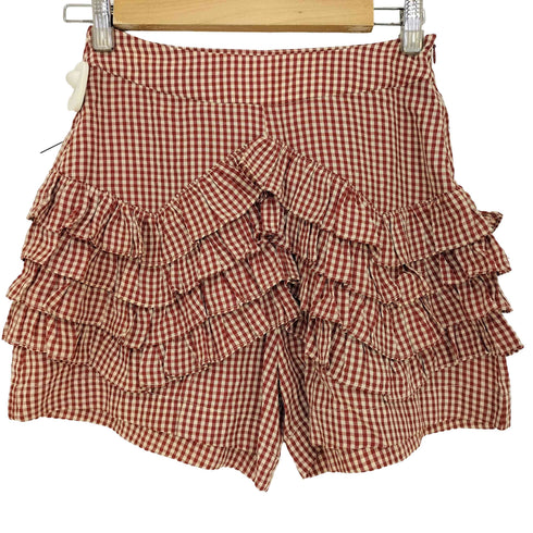 SHRIMPS Aurora tiered ruffled gingham woven shorts レディース 8