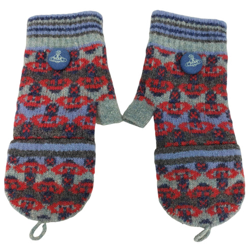 ヴィヴィアンウエストウッド Vivienne Westwood オーブ刺繍 総柄 2way ミトン グローブ 手袋 レディース FREE