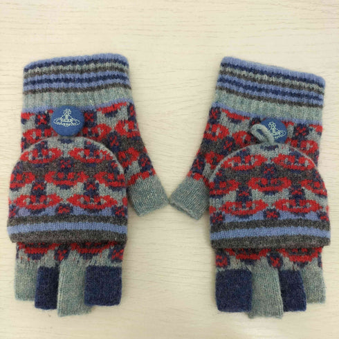 ヴィヴィアンウエストウッド Vivienne Westwood オーブ刺繍 総柄 2way ミトン グローブ 手袋 レディース FREE